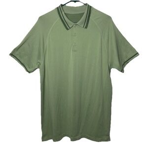 Fabletics Training Day Tipped Polo Thyme Green Men's Large Athletic Shirt